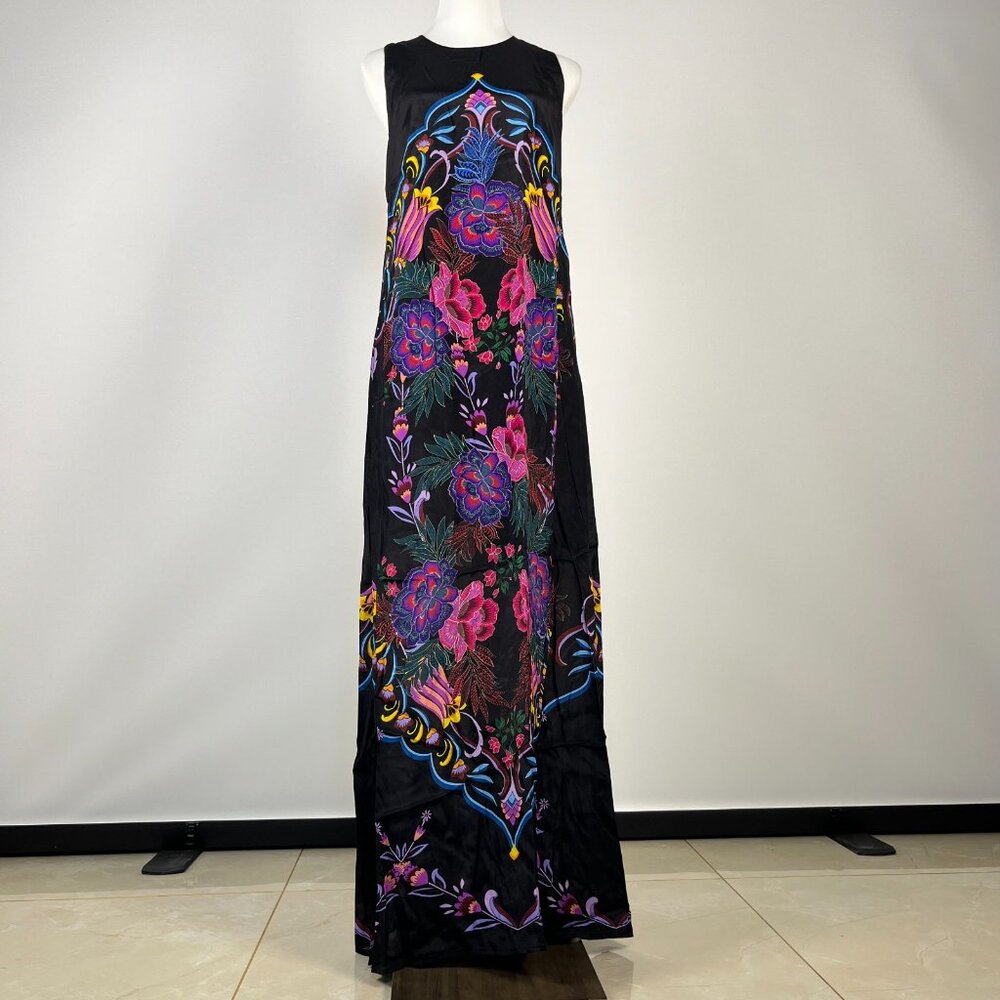 $445 NWT JOHNNY WAS Jade Tatianna Silk Blend Floral Maxi Slip Dress Sz XS - Picture 2 of 13